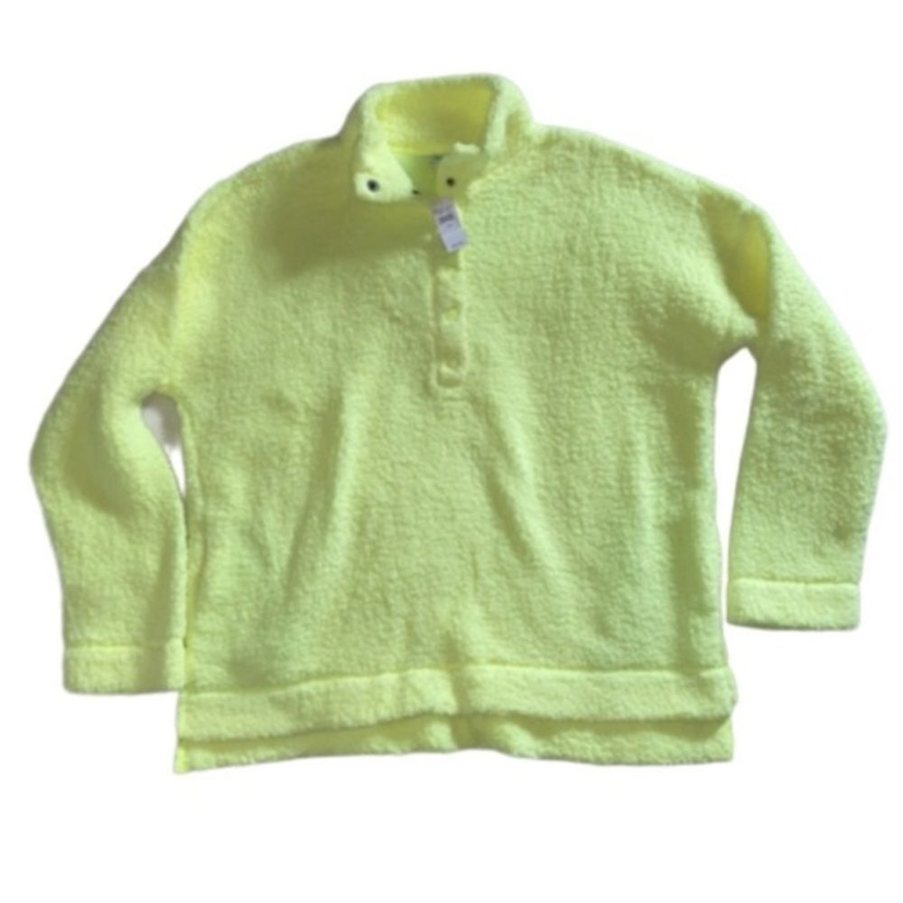 Aerie Bright Yellow Fleece Henley Pullover Women Medium - Picture 2 of 5